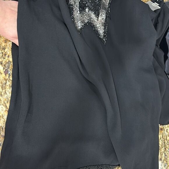 Yoana Baraschi Black Long Sleeve Rhinestone Beaded Sheath Dress Size 12 - Picture 10 of 13